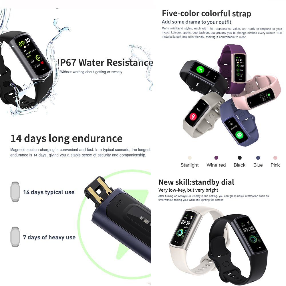 C68 heart rate health test 25 sports mode Fitness tracker AMOLED screen smart watch bracelet band C68
